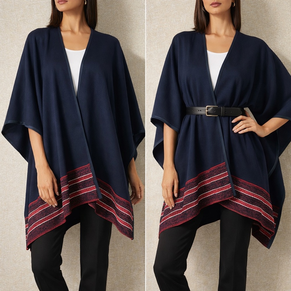 St. John Shawl Wrap Poncho Womens OS One Size Versatile Wool Blend Luxury Cape
